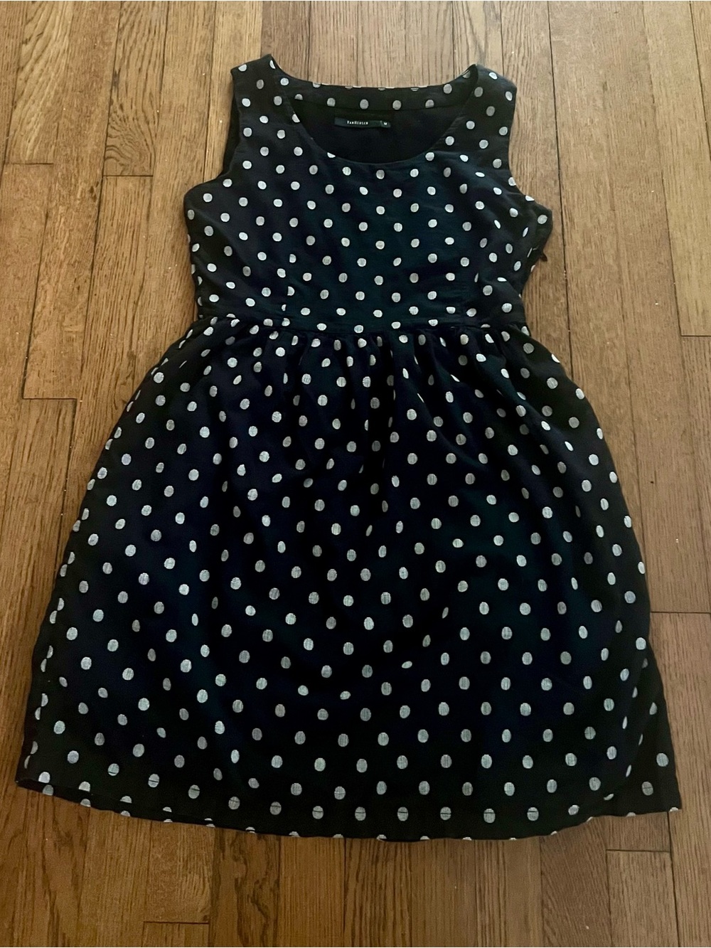 Women Black Polka Dot Sleeveless  summer Dress